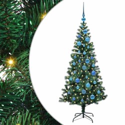 Sapin de Noël artificiel pré-éclairé Vert 150 cm PVC et métal 542226542226