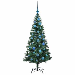 Sapin de Noël artificiel pré-éclairé Vert 150 cm PVC et métal 542226542226
