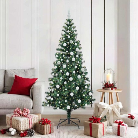 Sapin de Noël artificiel pré-éclairé Vert 180 cm PVC et métal 542228542228