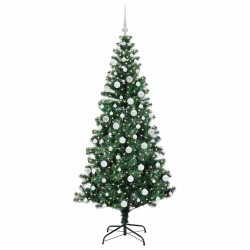 Sapin de Noël artificiel pré-éclairé Vert 180 cm PVC et métal 542228542228