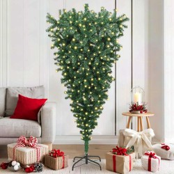 Sapin de Noël artificiel pré-éclairé à l'envers Vert 180 cm PVC 542229542229