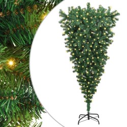 Sapin de Noël artificiel pré-éclairé à l'envers Vert 180 cm PVC 542229542229