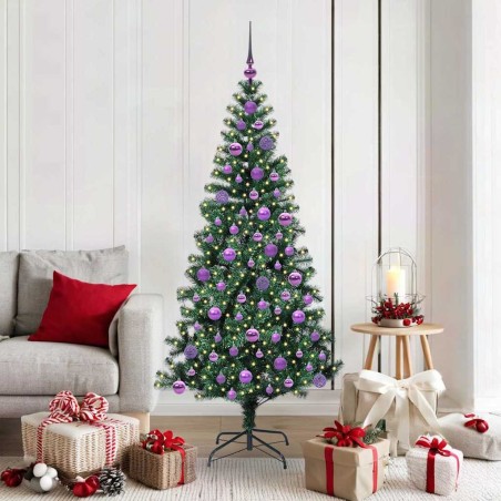 Sapin de Noël artificiel pré-éclairé Vert 180 cm PVC et métal 542230542230