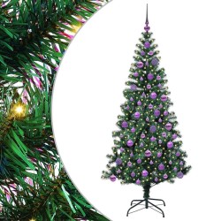 Sapin de Noël artificiel pré-éclairé Vert 180 cm PVC et métal 542230542230