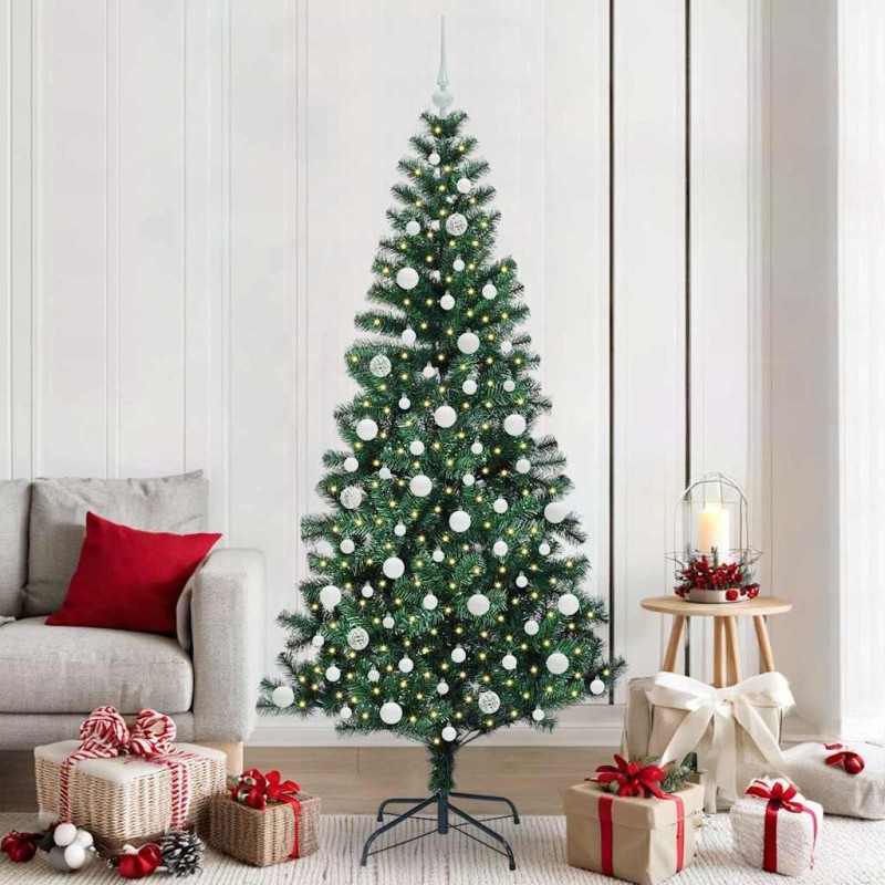 Sapin de Noël artificiel pré-éclairé Vert 210 cm PVC et métal 542231542231