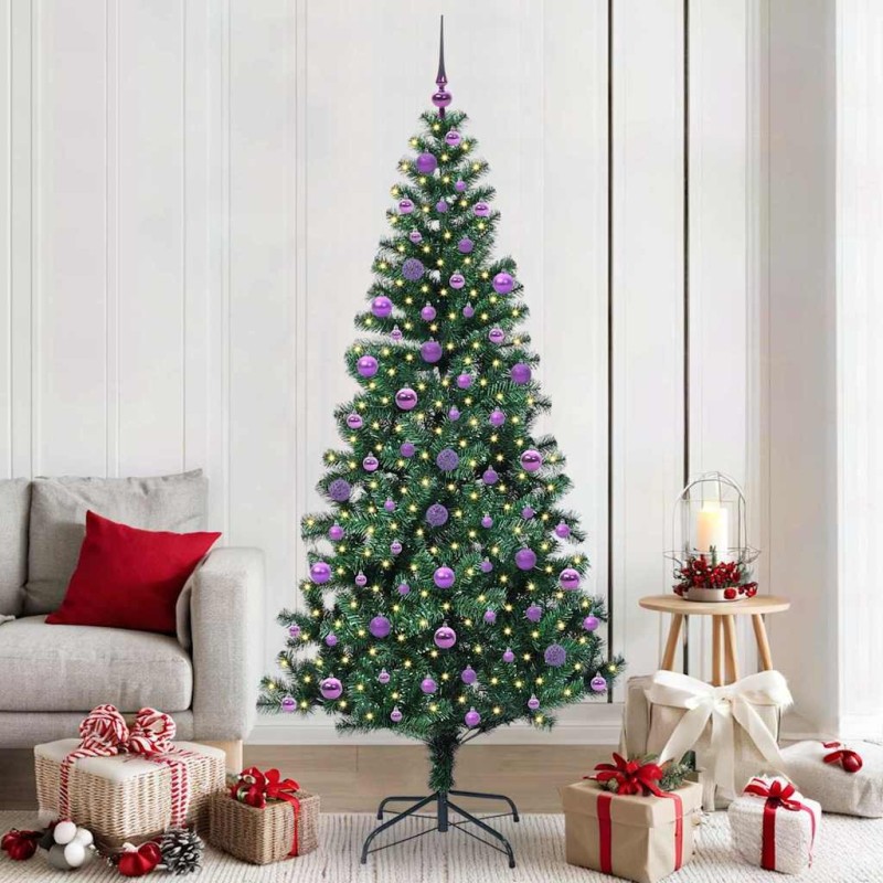 Sapin de Noël artificiel pré-éclairé Vert 210 cm PVC et métal 542232542232