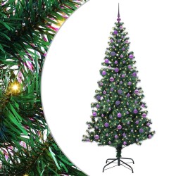 Sapin de Noël artificiel pré-éclairé Vert 210 cm PVC et métal 542232542232