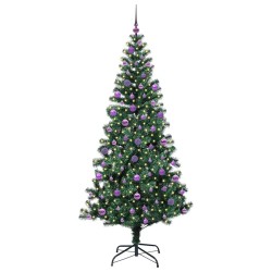 Sapin de Noël artificiel pré-éclairé Vert 210 cm PVC et métal 542232542232