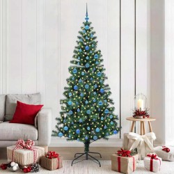 Sapin de Noël artificiel pré-éclairé Vert 210 cm PVC et métal 542233542233
