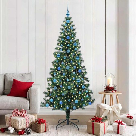 Sapin de Noël artificiel pré-éclairé Vert 210 cm PVC et métal 542233542233