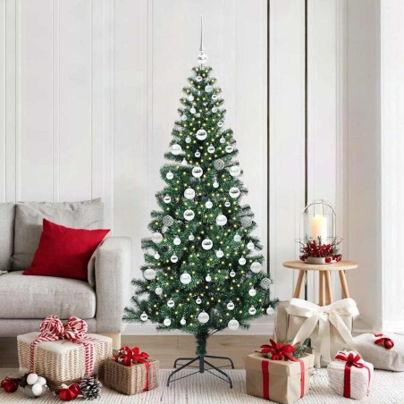 Sapin de Noël artificiel pré-éclairé Vert 180 cm PVC et métal 542235542235