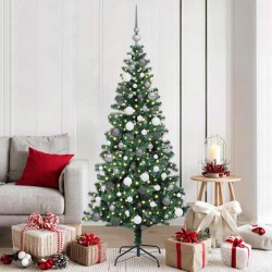 Sapin de Noël artificiel pré-éclairé Vert 180 cm PVC et métal 542239542239