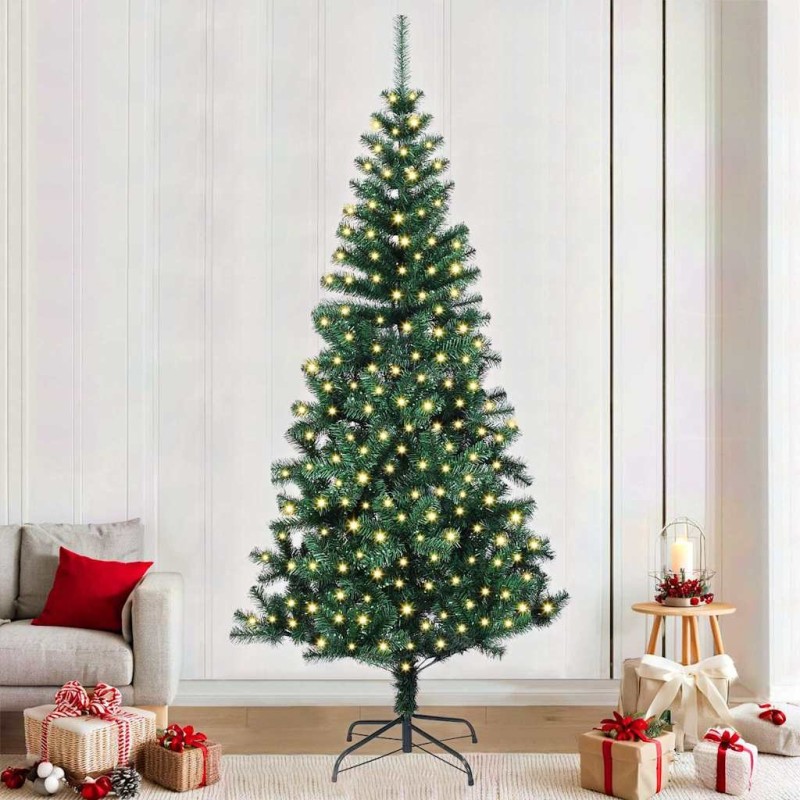 Sapin de Noël artificiel pré-éclairé Vert 240 cm PVC et métal 542240542240