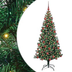 Sapin de Noël artificiel pré-éclairé Vert 180 cm PVC et métal 542241542241