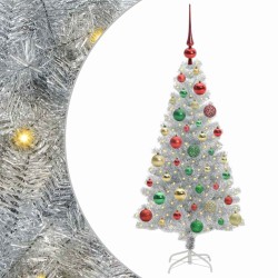 Sapin de Noël avec 150 LED avec support Argent 120 cm PET 542249542249