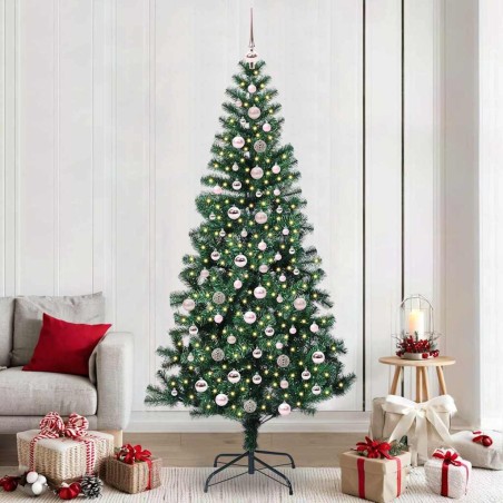 Sapin de Noël artificiel pré-éclairé Vert 240 cm PVC et métal 542251542251