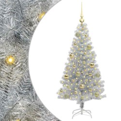 Sapin de Noël avec 150 LED avec support Argent 120 cm PET 542252542252
