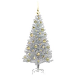 Sapin de Noël avec 150 LED avec support Argent 120 cm PET 542252542252