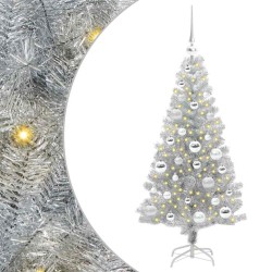 Sapin de Noël avec 150 LED avec support Argent 120 cm PET 542253542253