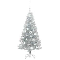 Sapin de Noël avec 150 LED avec support Argent 120 cm PET 542253542253