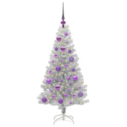Sapin de Noël avec 150 LED avec support Argent 120 cm PET 542254542254