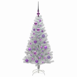 Sapin de Noël avec 150 LED avec support Argent 120 cm PET 542254542254