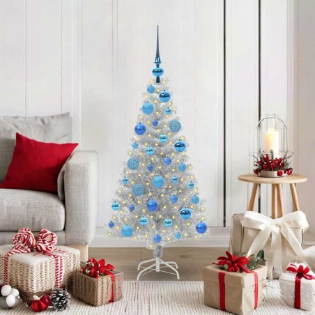 Sapin de Noël avec 150 LED avec support Argent 120 cm PET 542255542255