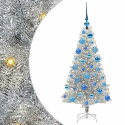 Sapin de Noël avec 150 LED avec support Argent 120 cm PET 542255542255