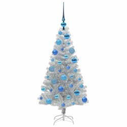 Sapin de Noël avec 150 LED avec support Argent 120 cm PET 542255542255
