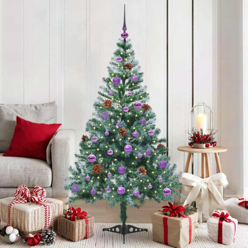 Sapin de Noël artificiel avec 150 LED Vert 150 cm PVC et Acier 542259542259