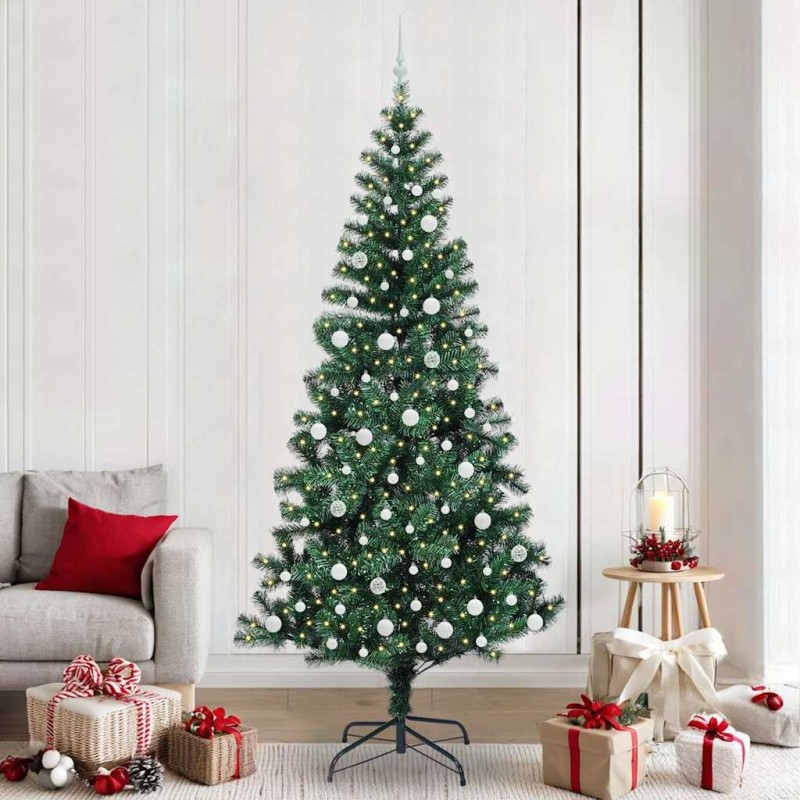Sapin de Noël artificiel pré-éclairé Vert 240 cm PVC et métal 542260542260