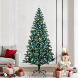 Sapin de Noël artificiel pré-éclairé Vert 240 cm PVC et métal 542263542263