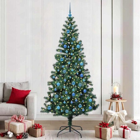 Sapin de Noël artificiel pré-éclairé Vert 240 cm PVC et métal 542263542263