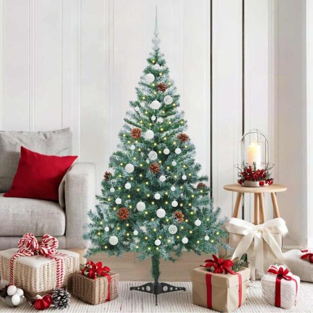 Sapin de Noël artificiel avec 150 LED Vert 150 cm PVC et Acier 542268542268