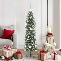 Arbre de Noël artificiel slim avec 150 LED Vert et blanc 150 cm 542275542275