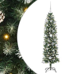 Arbre de Noël artificiel slim avec 150 LED Vert et blanc 150 cm 542275542275