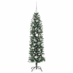 Arbre de Noël artificiel slim avec 150 LED Vert et blanc 150 cm 542275542275