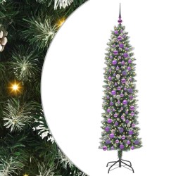 Arbre de Noël artificiel slim avec 300 LED Vert et blanc 180 cm 542276542276