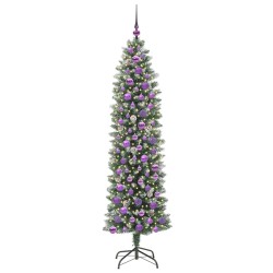 Arbre de Noël artificiel slim avec 300 LED Vert et blanc 180 cm 542276542276