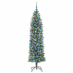 Arbre de Noël artificiel slim avec 300 LED Vert et blanc 180 cm 542277542277