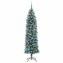 Arbre de Noël artificiel slim avec 300 LED Vert et blanc 180 cm 542277542277