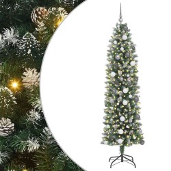 Arbre de Noël artificiel slim avec 300 LED Vert et blanc 210 cm 542278542278