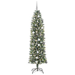 Arbre de Noël artificiel slim avec 300 LED Vert et blanc 210 cm 542278542278
