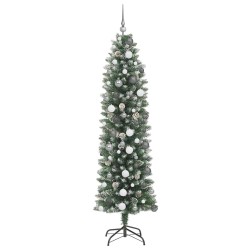 Arbre de Noël artificiel slim avec 300 LED Vert et blanc 210 cm 542278542278