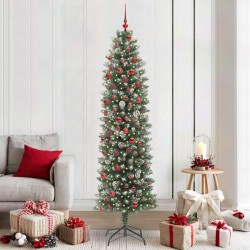 Arbre de Noël artificiel slim avec 300 LED Vert et blanc 210 cm 542279542279