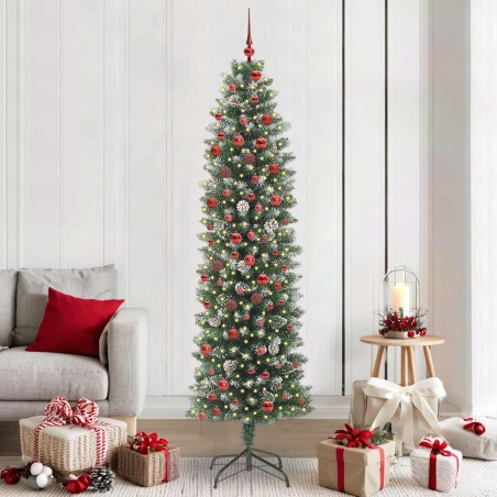 Arbre de Noël artificiel slim avec 300 LED Vert et blanc 210 cm 542279542279