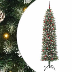 Arbre de Noël artificiel slim avec 300 LED Vert et blanc 210 cm 542279542279