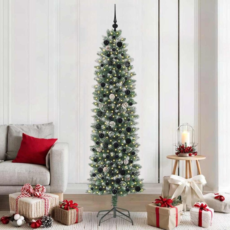 Arbre de Noël artificiel slim avec 300 LED Vert et blanc 210 cm 542280542280