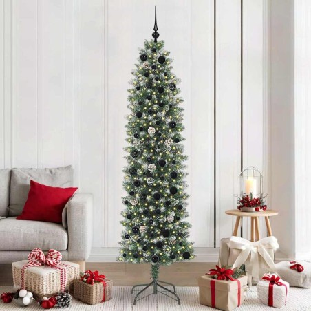 Arbre de Noël artificiel slim avec 300 LED Vert et blanc 210 cm 542280542280