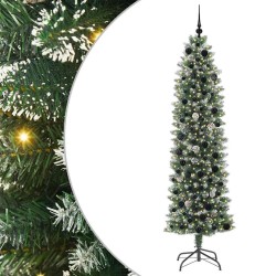 Arbre de Noël artificiel slim avec 300 LED Vert et blanc 210 cm 542280542280